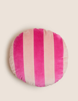 An Image of M&S Pure Cotton Velvet Striped Round Cushion