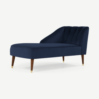 An Image of Margot Left Hand Facing Chaise Longue, Navy Blue Recycled Velvet