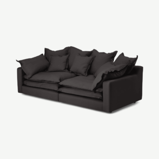An Image of Calendre 3 Seater Sofa, Midnight Brushed Cotton