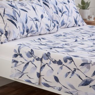 An Image of Zen Navy Cotton Flat Sheet Navy