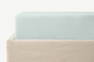 An Image of Alexia 100% Organic Stonewashed Cotton Fitted Sheet, Double, Celedon Blue