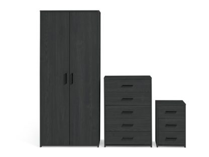 An Image of Habitat Oslo 3 Piece 2 Door Wardrobe Set - Black Oak Effect