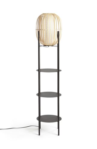 An Image of Habitat Aoki Bamboo Shelved Floor Lamp