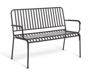 An Image of Habitat Indu Metal 2 Seater Bench - Black