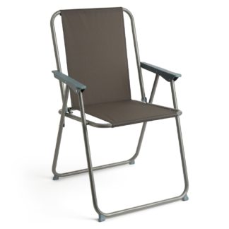 An Image of Habitat Metal Folding Garden Chair - Charcoal