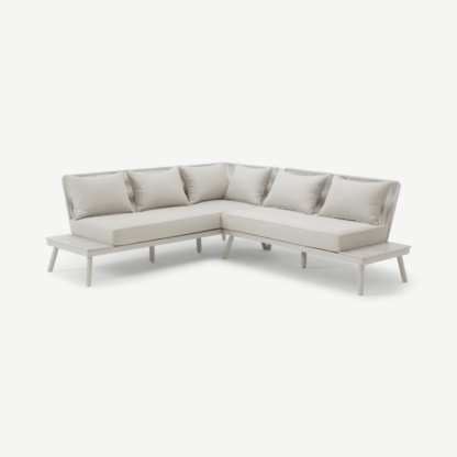 An Image of Nemir Garden Corner Sofa, Natural White & Eucalyptus