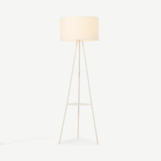An Image of Leyton Tripod Floor Light with Shelves, Ivory