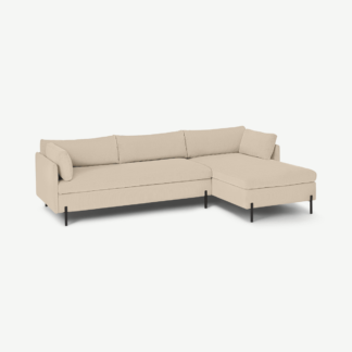 An Image of Zarina Right Hand Facing Chaise End Corner Sofa Bed, Stone Corduroy Velvet