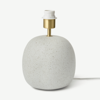 An Image of Kaili Round Table Lamp Base, Off-White Reactive Glaze