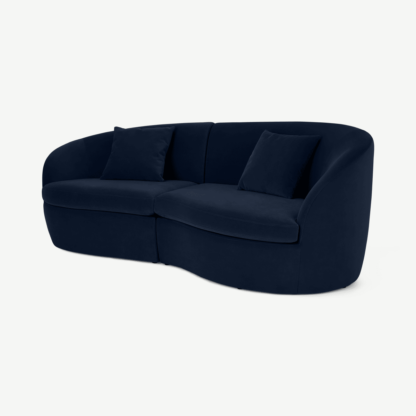 An Image of Reisa 3 Seater Sofa, Ink Blue Velvet