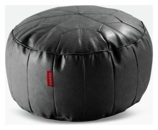 An Image of Argos Home Moroccan Faux Leather Footstool - Black
