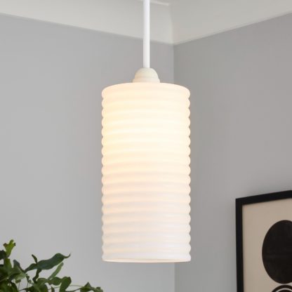 An Image of Katya Ribbed Glass Easy Fit Shade - White