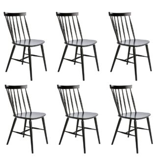 An Image of Habitat Talia 6 Solid Wood Dining Chairs - Black