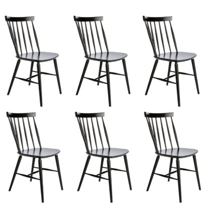 An Image of Habitat Talia 6 Solid Wood Dining Chairs - Black