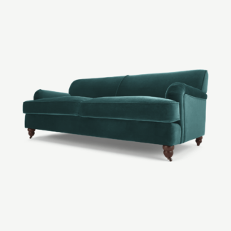 An Image of Orson 3 Seater Sofa, Teal Blue Recycled Velvet