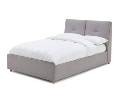 An Image of Habitat Jakob Double Ottoman Fabric Bed Frame - Grey