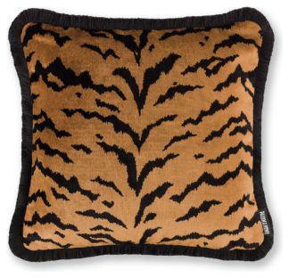 An Image of Paloma Luxe Velvet Tiger Cushion - Gold - 43X43CM