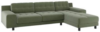 An Image of Habitat Hendricks Right Corner Velvet Chaise - Sage Green