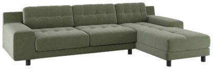 An Image of Habitat Hendricks Right Corner Velvet Chaise - Sage Green