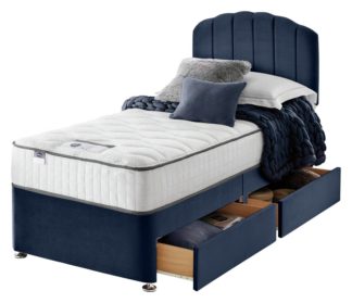 An Image of Silentnight Middleton 800Pkt Mem Single 2 Drw Divan Bed-Blue