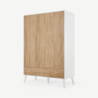 An Image of Larsen Triple Wardrobe, Oak & White