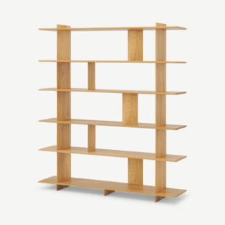 An Image of Norell Wide Shelving Unit, Oak