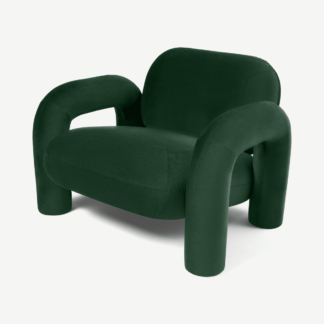 An Image of Bobo Accent Armchair, Moss Green Recycled Velvet