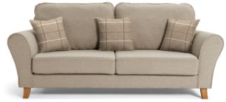 An Image of Argos Home Klara 3 Seater Fabric Sofa - Beige