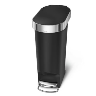 An Image of Simplehuman 40 Litre Slim Pedal Plastic Bin - Black