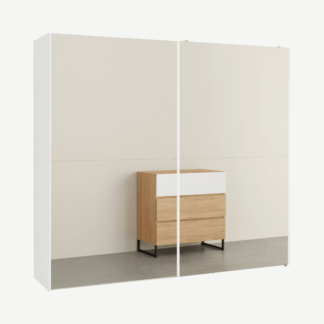 An Image of Elso Sliding Wardrobe 240cm, White Frame with Mirror Doors
