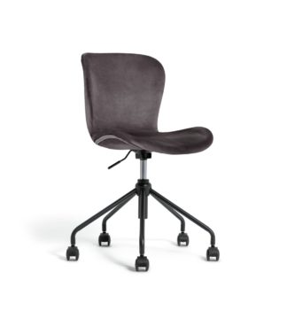 An Image of Habitat Etta Velvet Office Chair - Grey