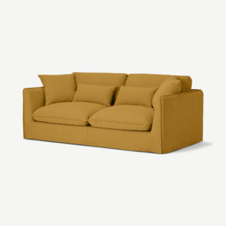 An Image of Kasiani 3 Seater Sofa, Ochre Cotton & Linen Mix