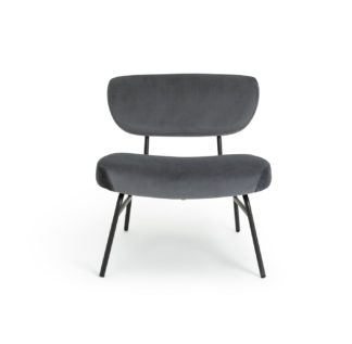 An Image of Habitat Cole Velvet Accent Chair - Charcoal