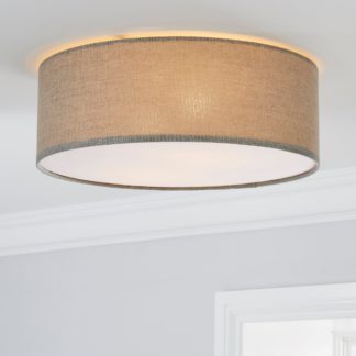An Image of Sara 38cm Grey Shade Flush Ceiling Fitting Grey and Brown