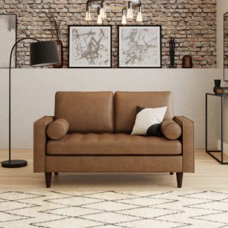 An Image of Alfie Faux Leather 2 Seater Sofa Mocha