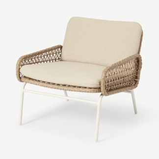 An Image of Rhonda Garden Lounge Chair, Natural Polyweave & White