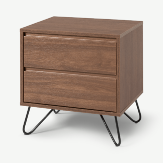 An Image of Elona Bedside Table, Walnut Effect & Black