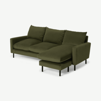 An Image of Russo Chaise End Sofa, Moss Recycled Velvet