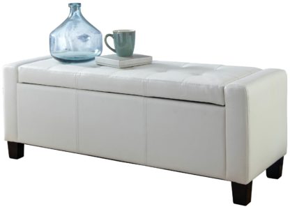 An Image of GFW Verona Faux Leather Ottoman Bench - Black