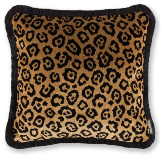 An Image of Paloma Luxe Velvet Leopard Cushion - Gold - 43X43CM