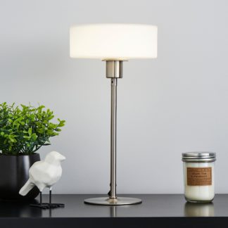 An Image of Amelie Opal Glass Satin Nickel Table Lamp Satin Nickel