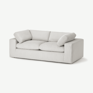An Image of Samona 3 Seater Sofa Bed, Stone Grey Corduroy Velvet