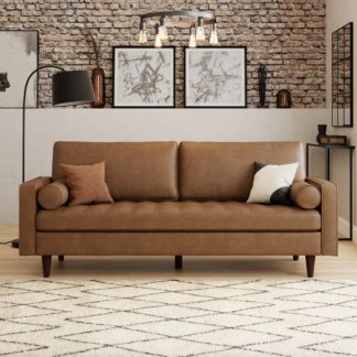 An Image of Alfie Faux Leather 3 Seater Sofa Mocha
