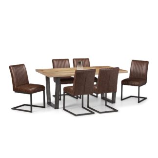 An Image of Brooklyn Oak 6 Seater Dining Set Brown