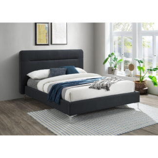 An Image of Finn Charcoal Fabric Bed Frame - 5ft King Size