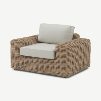 An Image of Meera Garden Armchair, Natural Polyrattan & Ecru