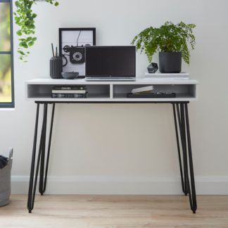 An Image of Bella Hairpin Leg Desk White White