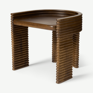 An Image of Kalaspel Textured Stool, Dark Mango Wood