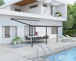 An Image of Palram - Canopia Sierra 3 x 5.46m Patio Cover - Grey Clear