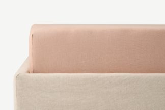 An Image of Brisa 100% Linen Fitted Sheet, Double, Pink Clay